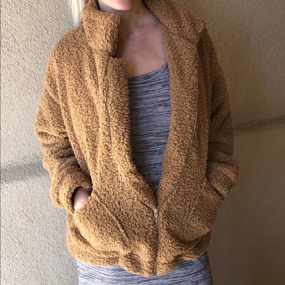 🍁HP!🍁 Teddy Camel Color Bomber Jacket🍁 - Picture 6 of 10